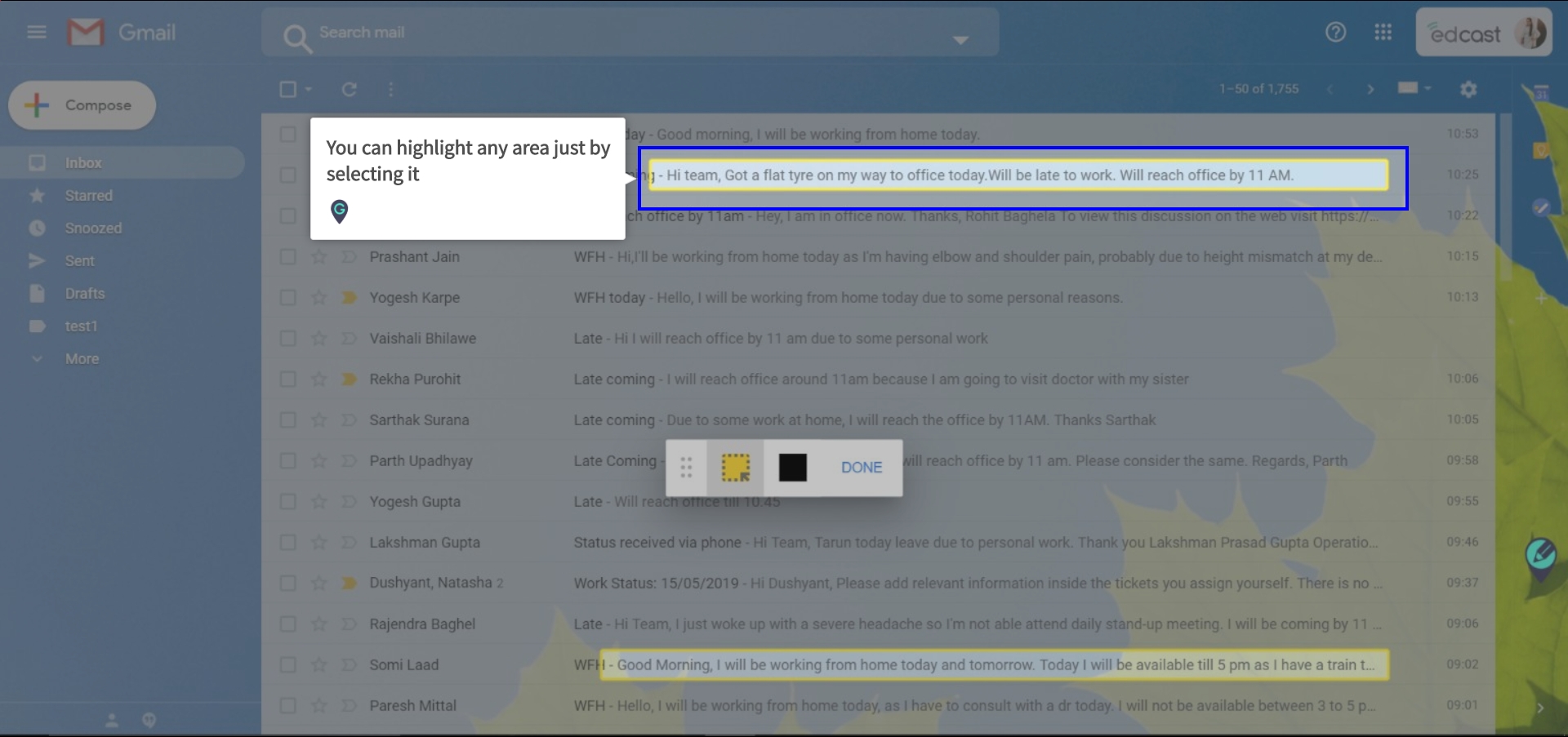 how to send feedback to gmail