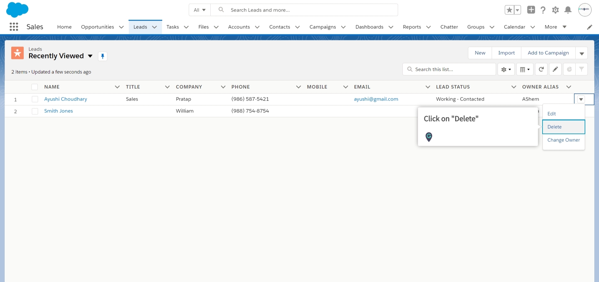 How to delete a Lead in Salesforce Lightning A Guide by MyGuide