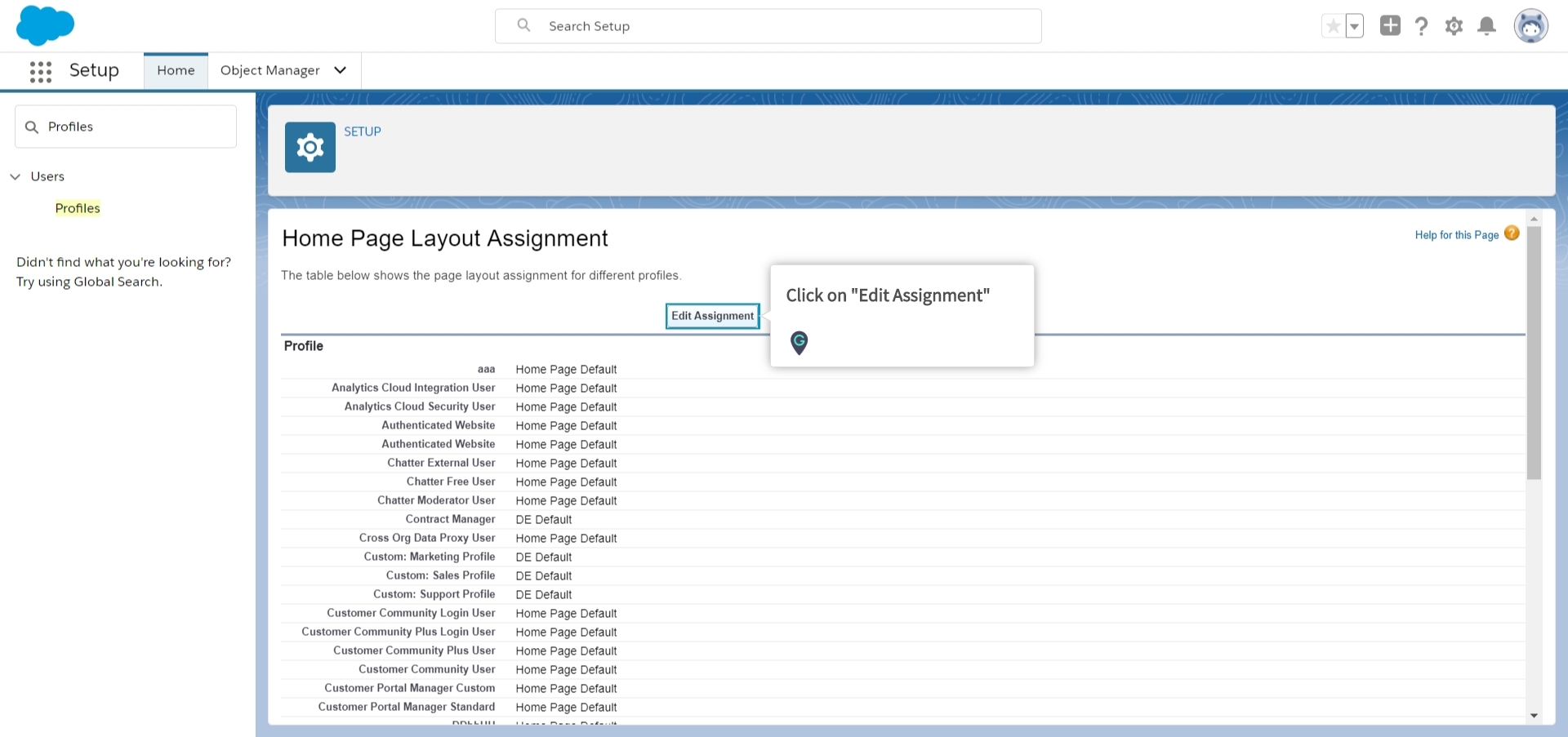 assignment in salesforce lightning