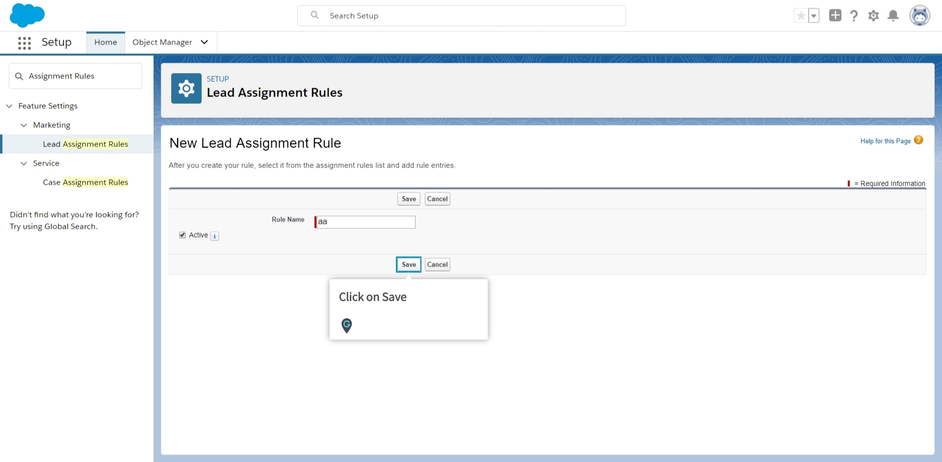 assignment in salesforce lightning