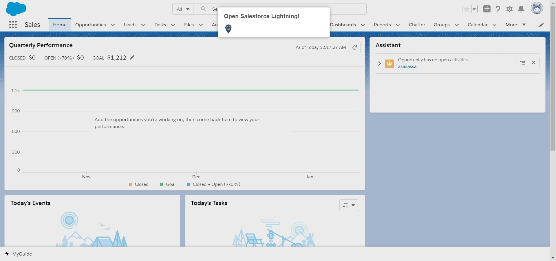 How to edit Quarterly Performance Goal on Home Page in Salesforce Lightning  | A Guide by MyGuide