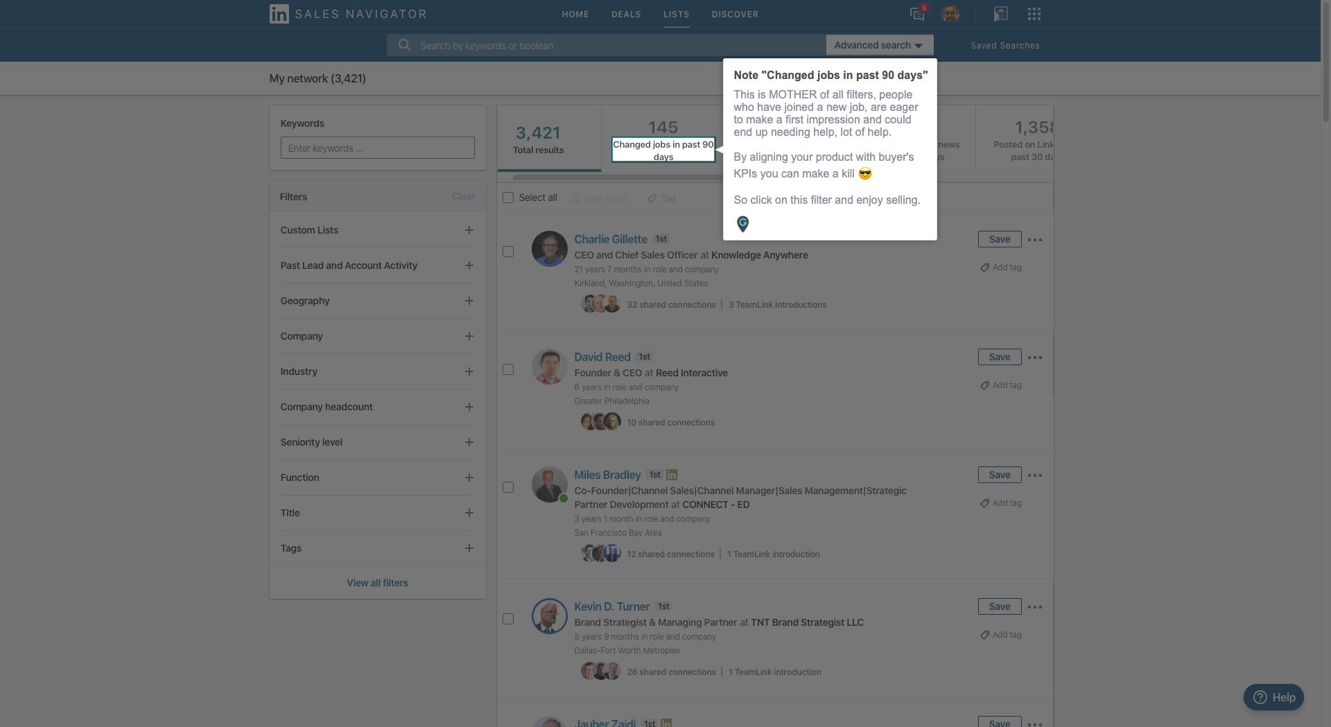 How to filter leads based on key events inside LinkedIn Sales Navigator A Guide by MyGuide