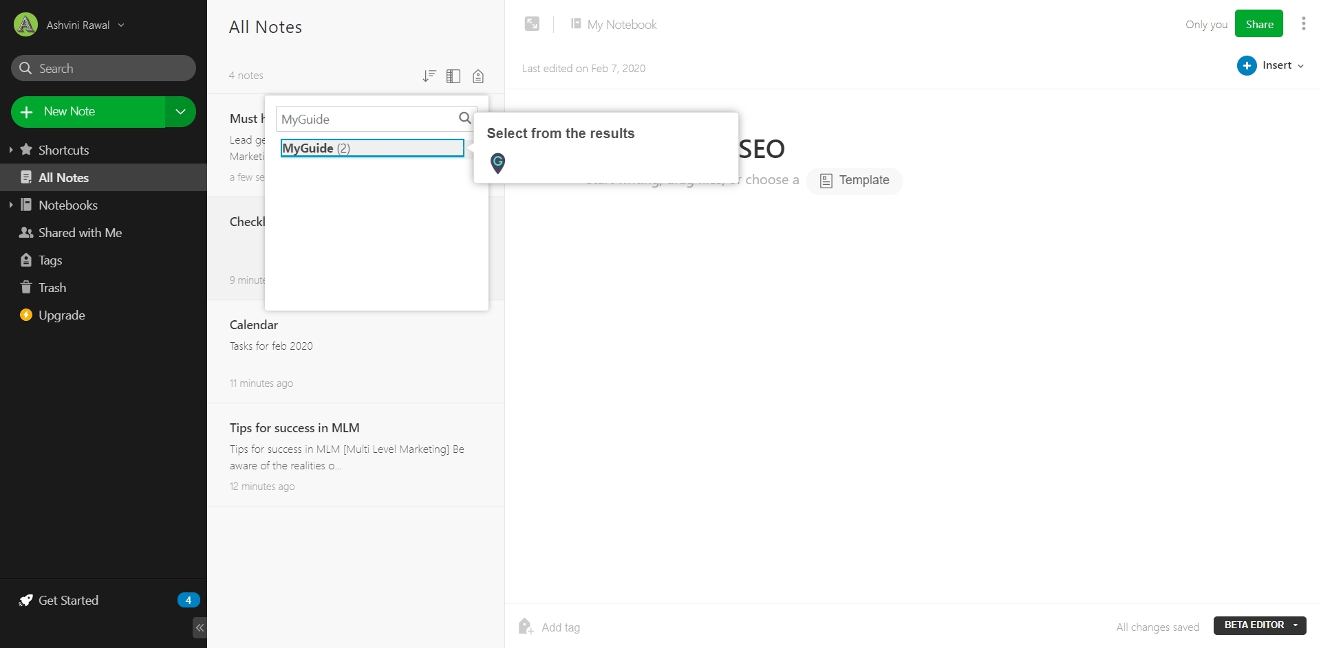 How to search your Note through tags on Evernote A Guide by MyGuide