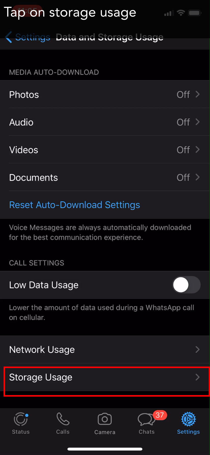 How to check and delete storage on whatsapp mobile app using iPhone A
