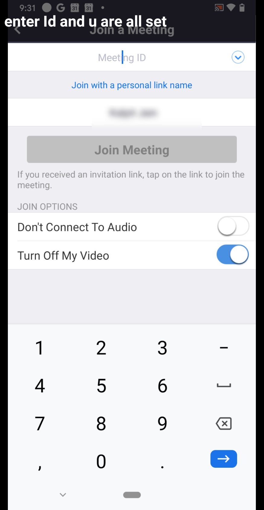 enter a meeting with zoom id