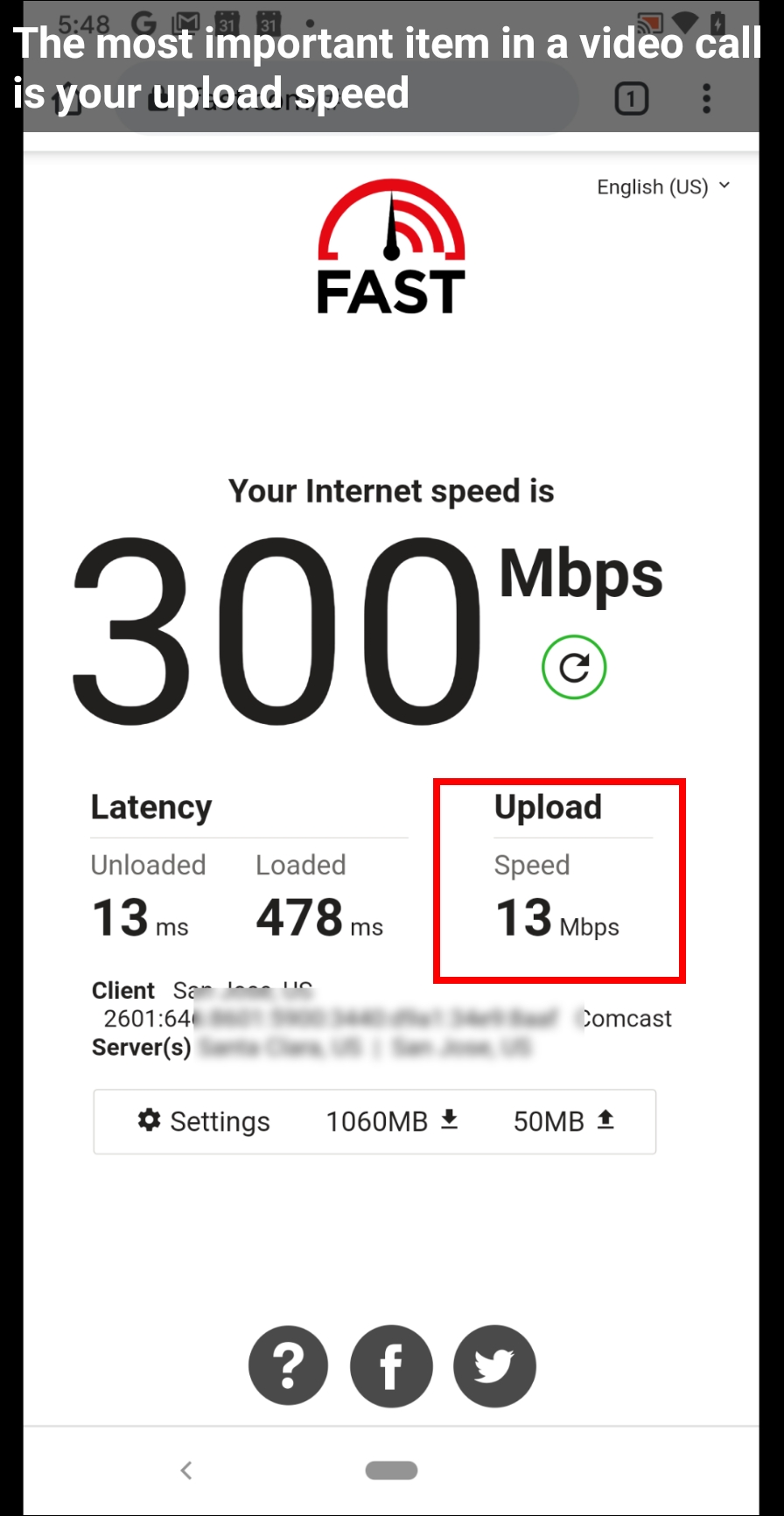 check upload and download speed