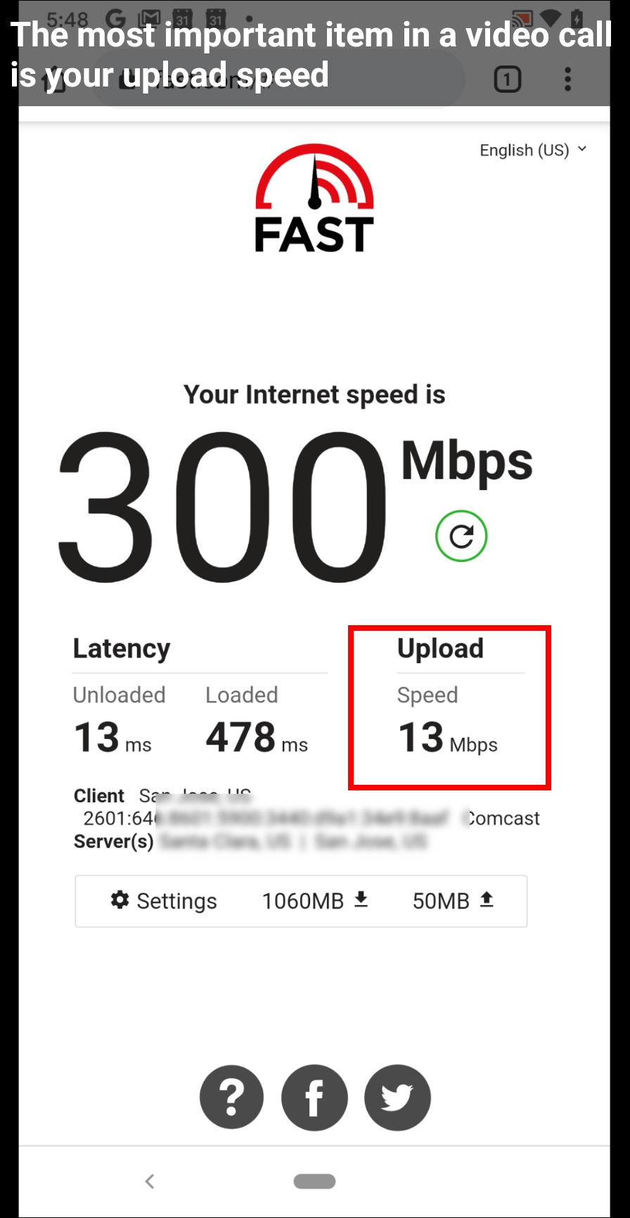 upload and download speed test