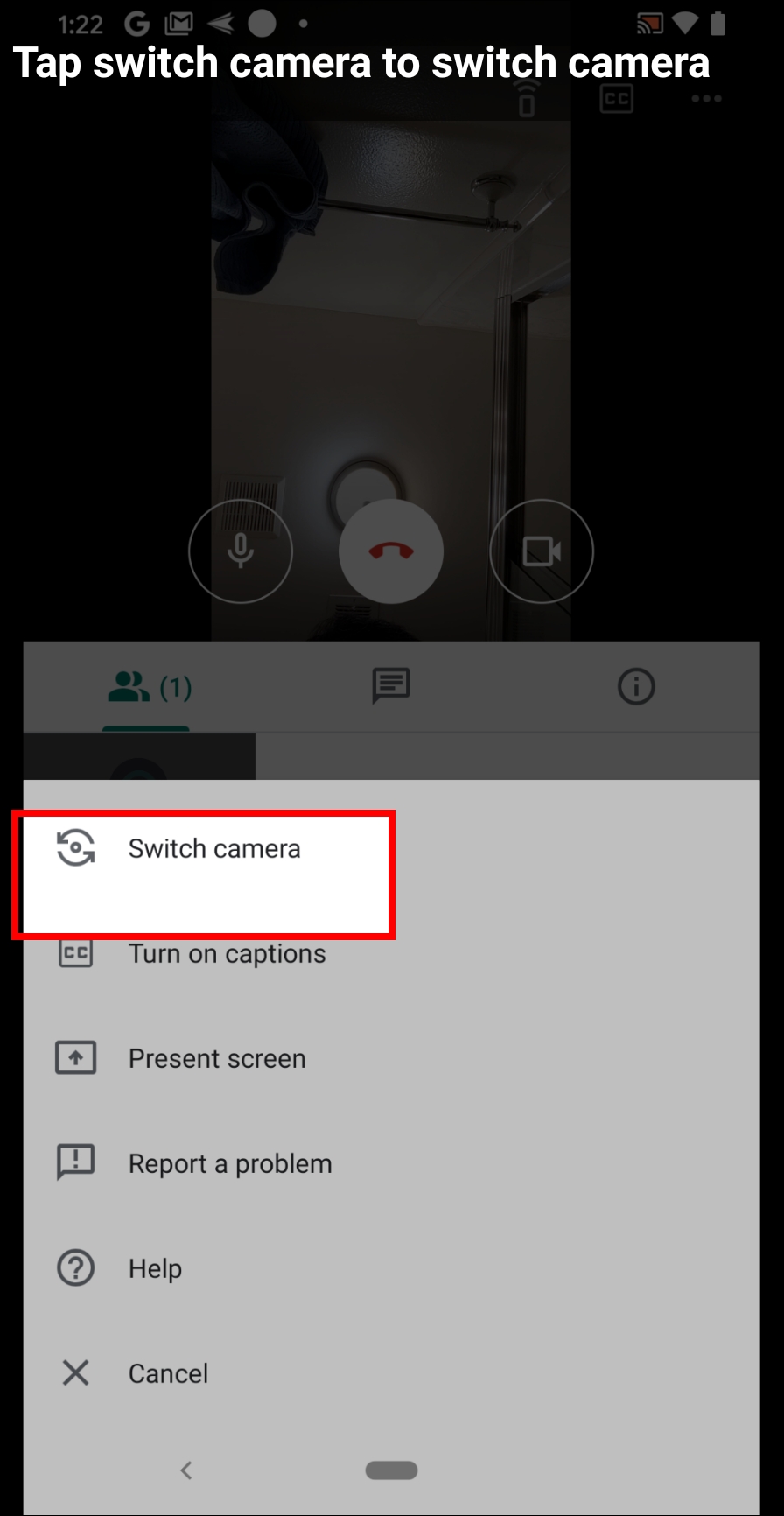 how to switch camera in Google meet Android app | A Guide by MyGuide