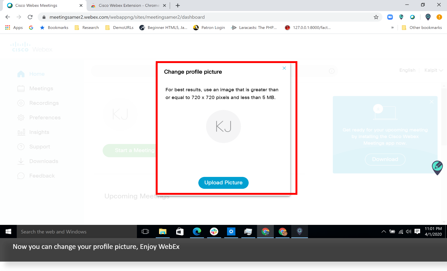 How to uplaod your profile picture in Cisco Ex A Guide by MyGuide