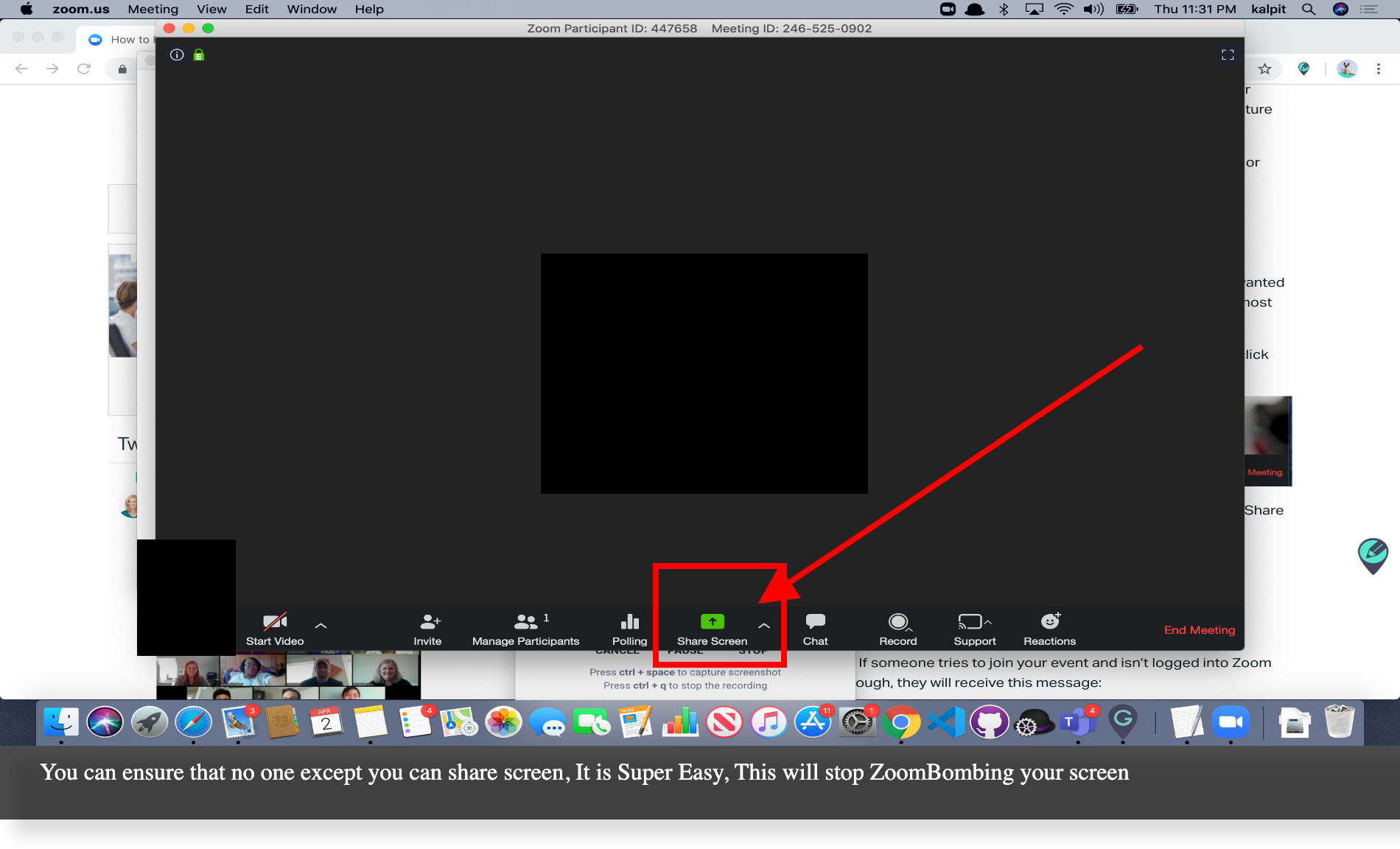 How to Manage screen sharing control in Zoom and STOP zoombombing | A