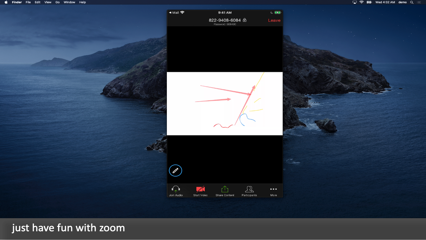 how to use zoom whiteboard, and iphone to draw on screen, raise hand