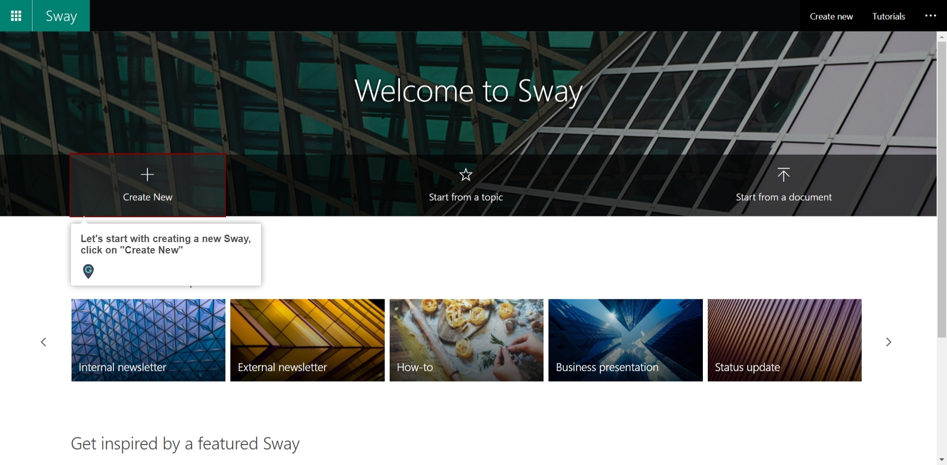 How to create new Sway A Guide by MyGuide