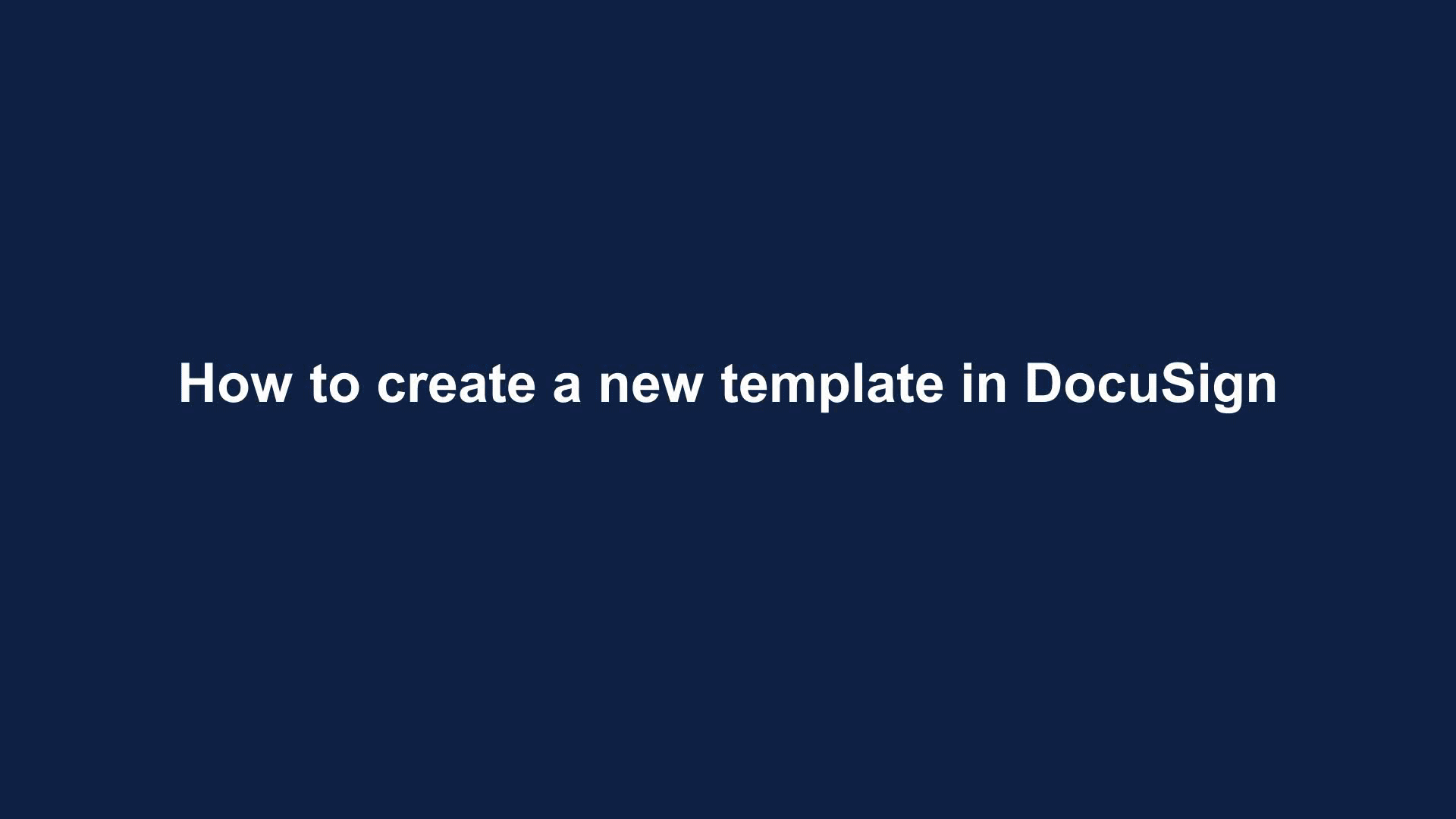 How To Make A Template In Docusign